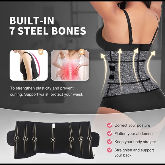 Waist Trainer for Women Plus Size Neoprene Sauna Sweat Workout Girdle Waist Cinc - Picture 2 of 7
